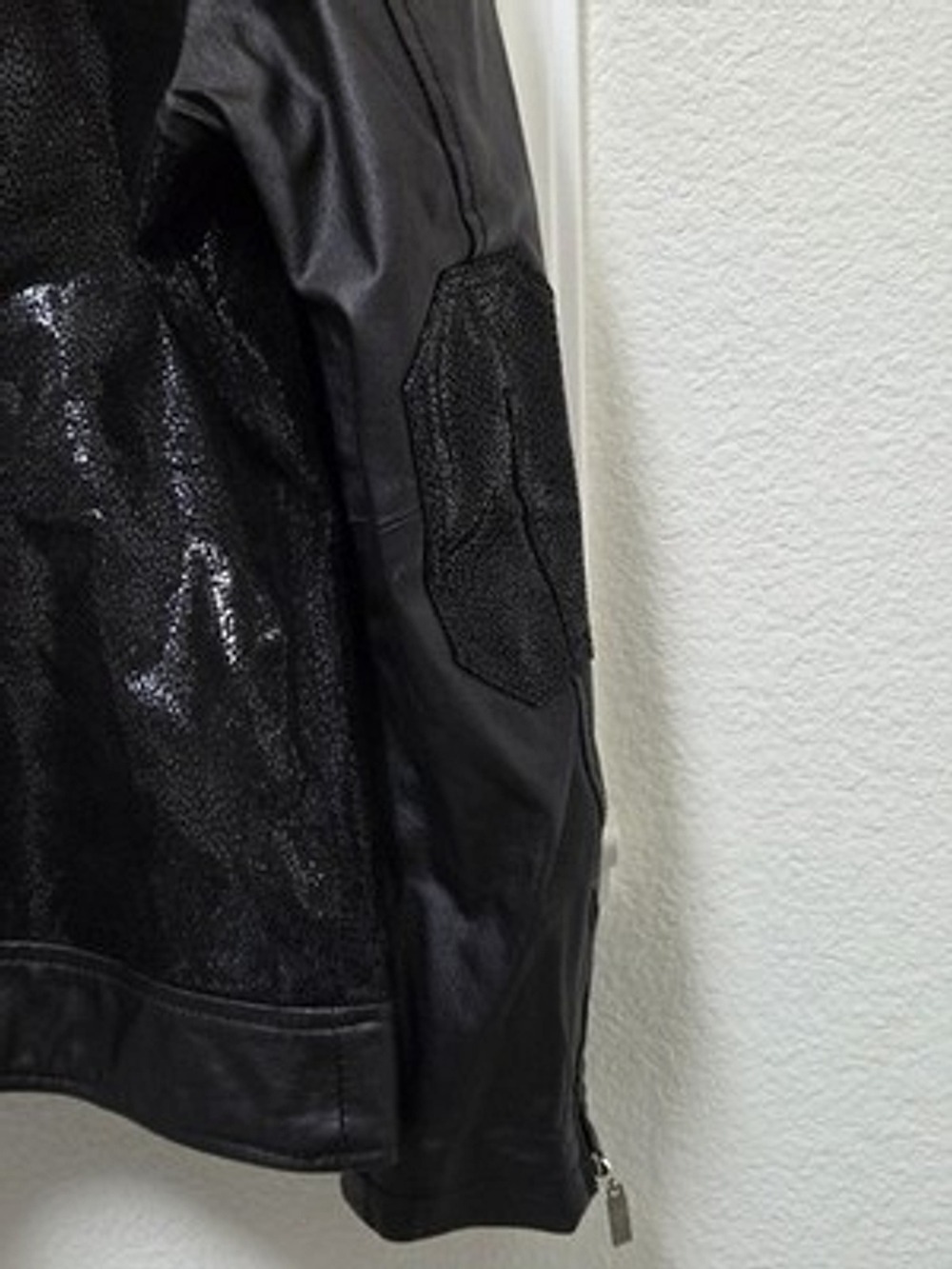 Pamela McCoy Genuine Leather Jacket Black Textured Moto Zip Women's M - Picture 8 of 15